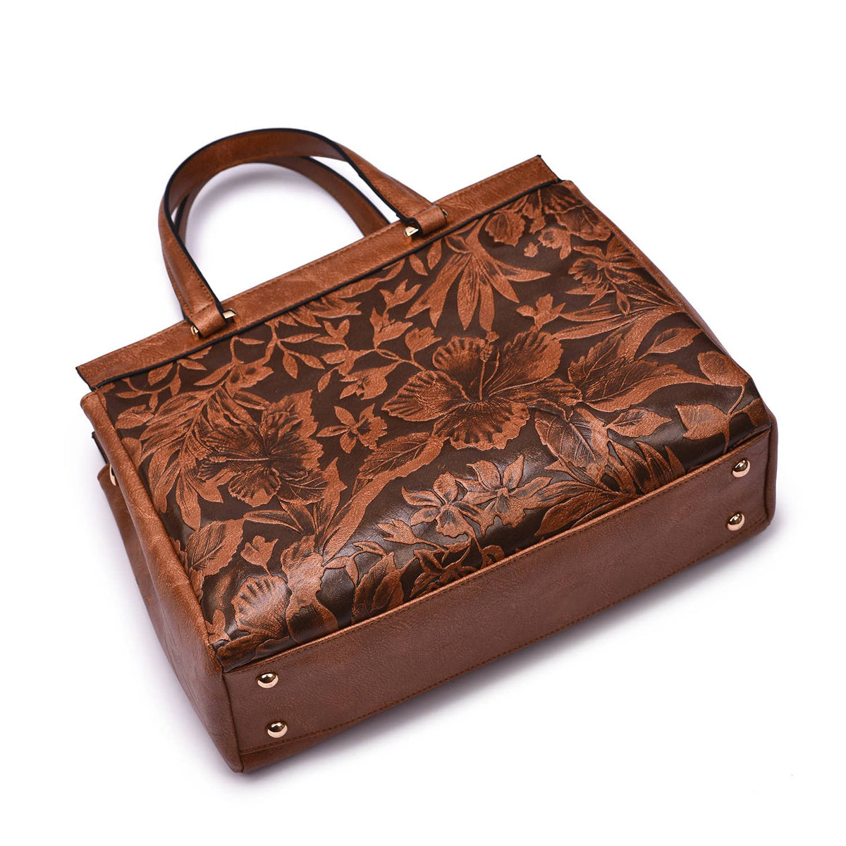 Salome 3D Embossed Floral Satchel - Black
