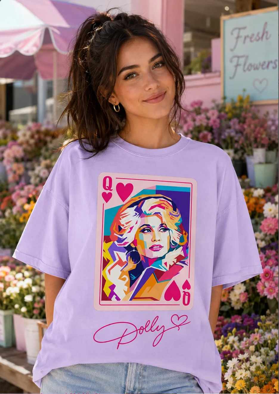 Branded By Barta - Dolly Queen Playing Card Tee - Pepper / Small
