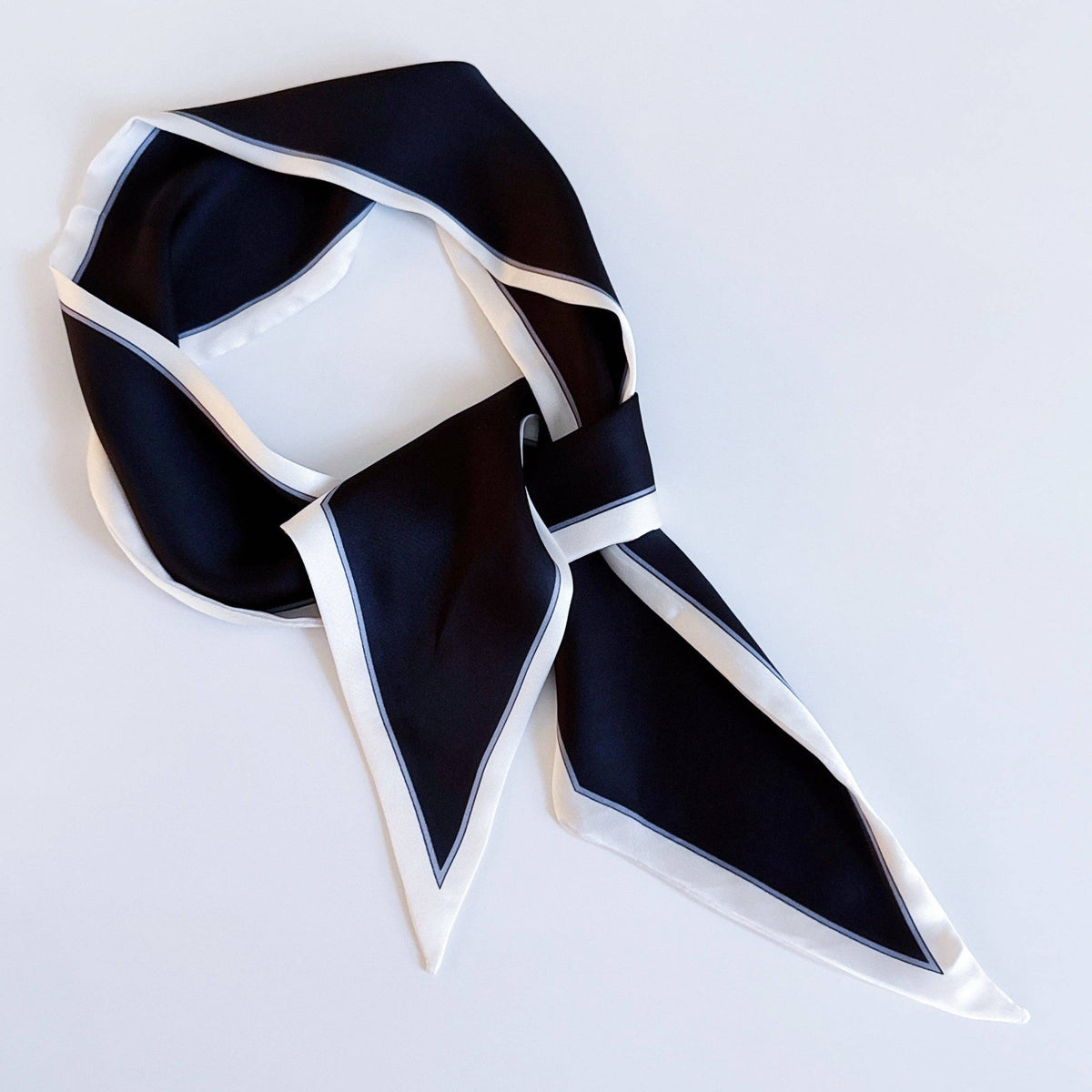 Ellison+Young - Chic Contrast Edge Ribbon Scarf – Stylish Accent for Bags, Hair & More - Black
