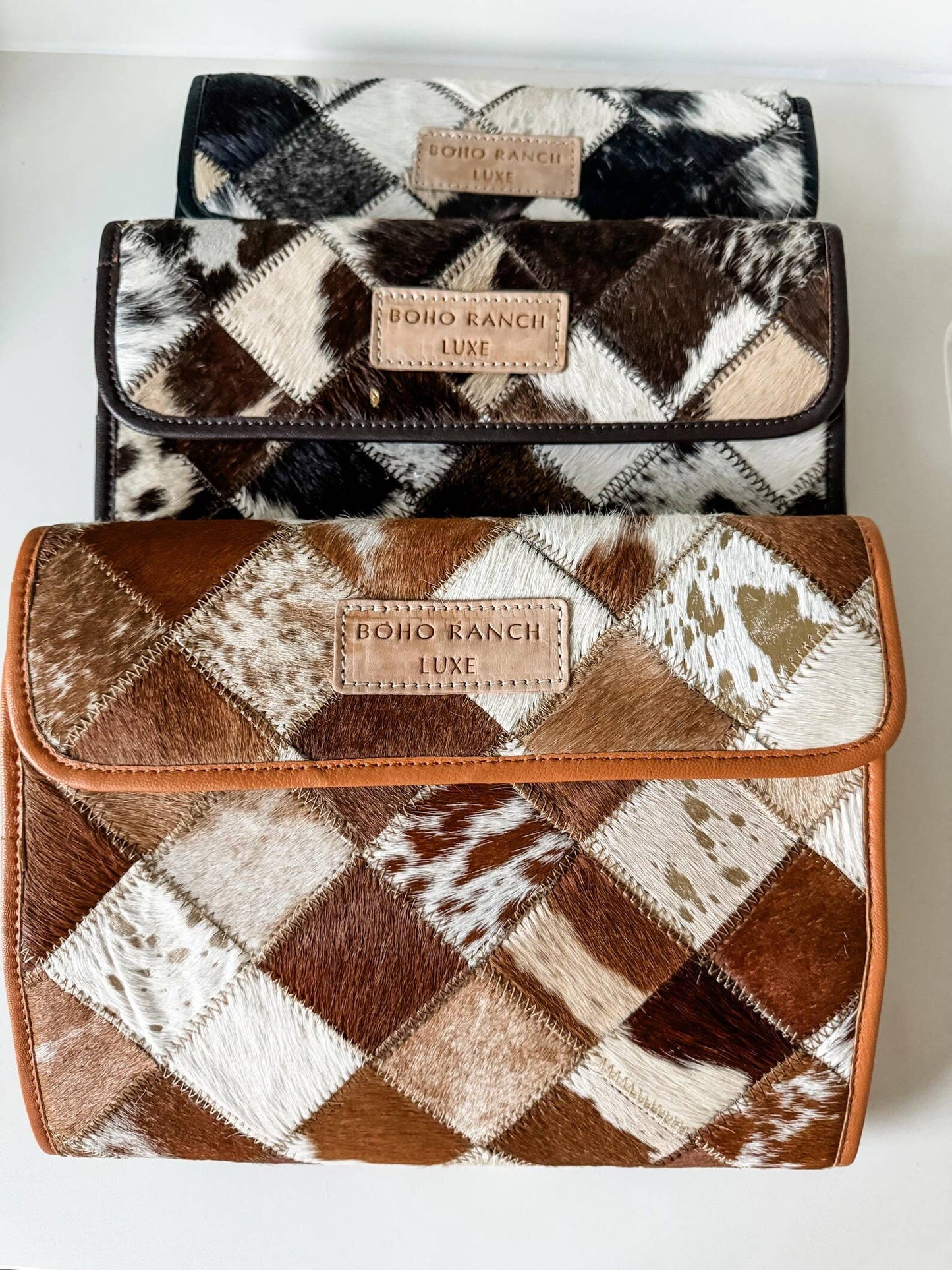Boho Ranch Shop - BOHO LUXE FOLDABLE travel makeup jewelry bag Genuine Cowhide