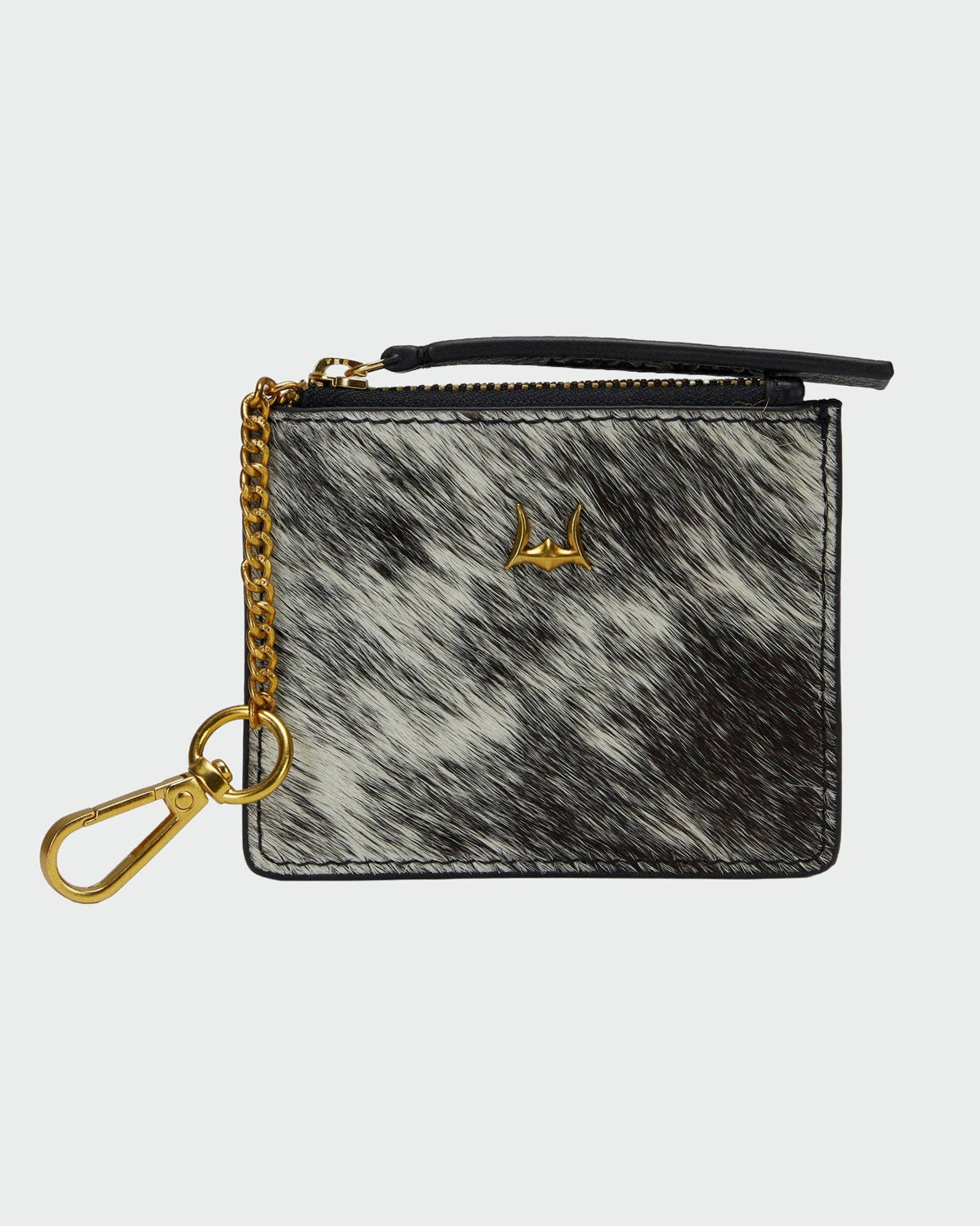 Loyal West - Sophia Credit Card Holder In Black & White Cowhide