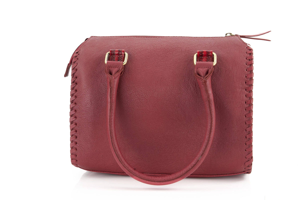 Leather Impressions Inc - Red Tooled Leather Barrel Bag – ABHB 18-26113