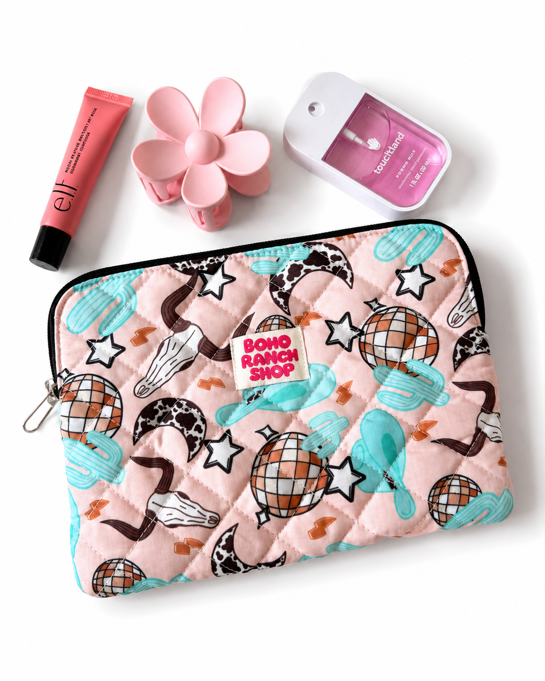 Boho Ranch Shop - Fabric Accessory Pouch, Western Makeup Bag, Cosmetic Bag - DESERT DISCO