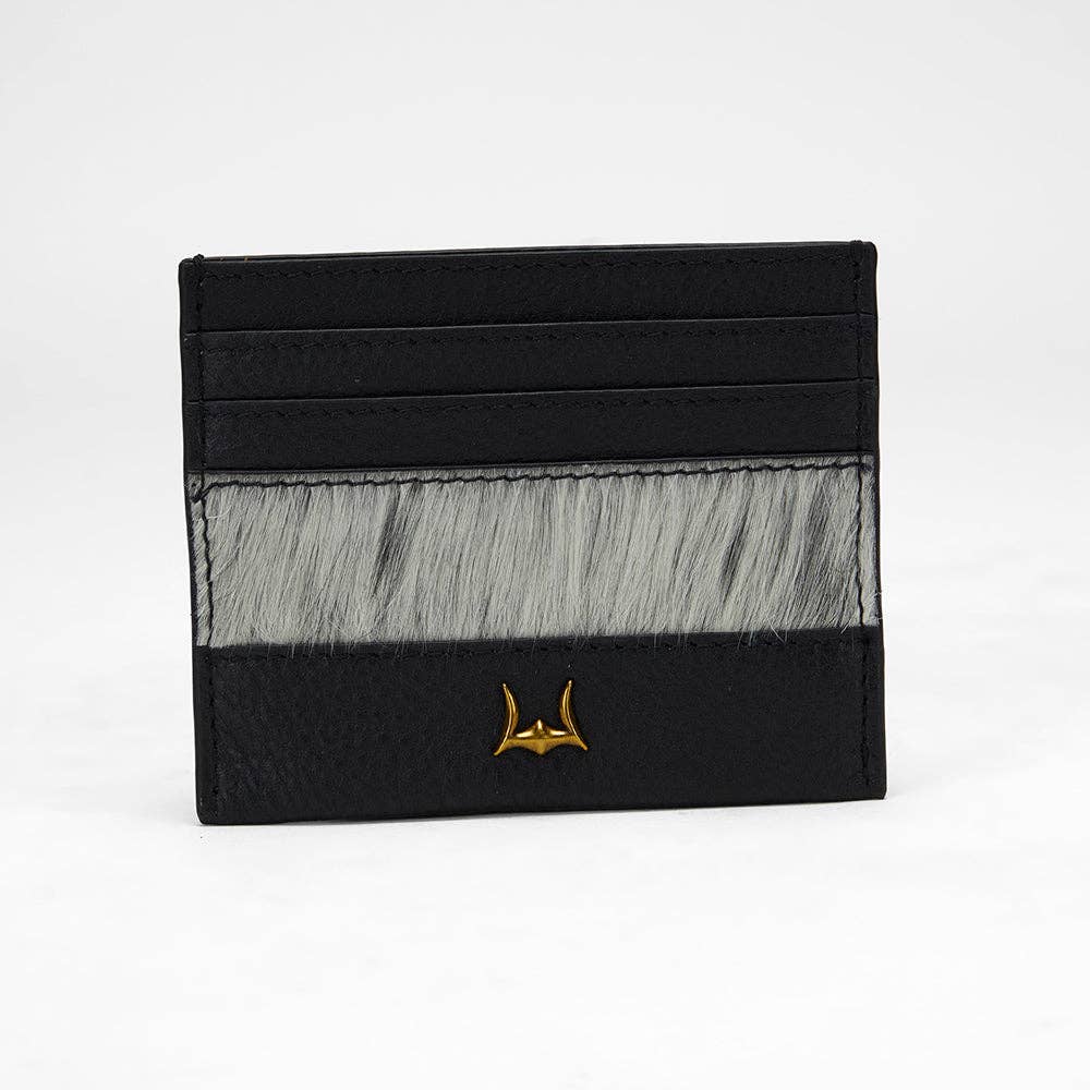 Myra Bag - Loyal West Shell Card Holder In Black & White Cowhide - Single