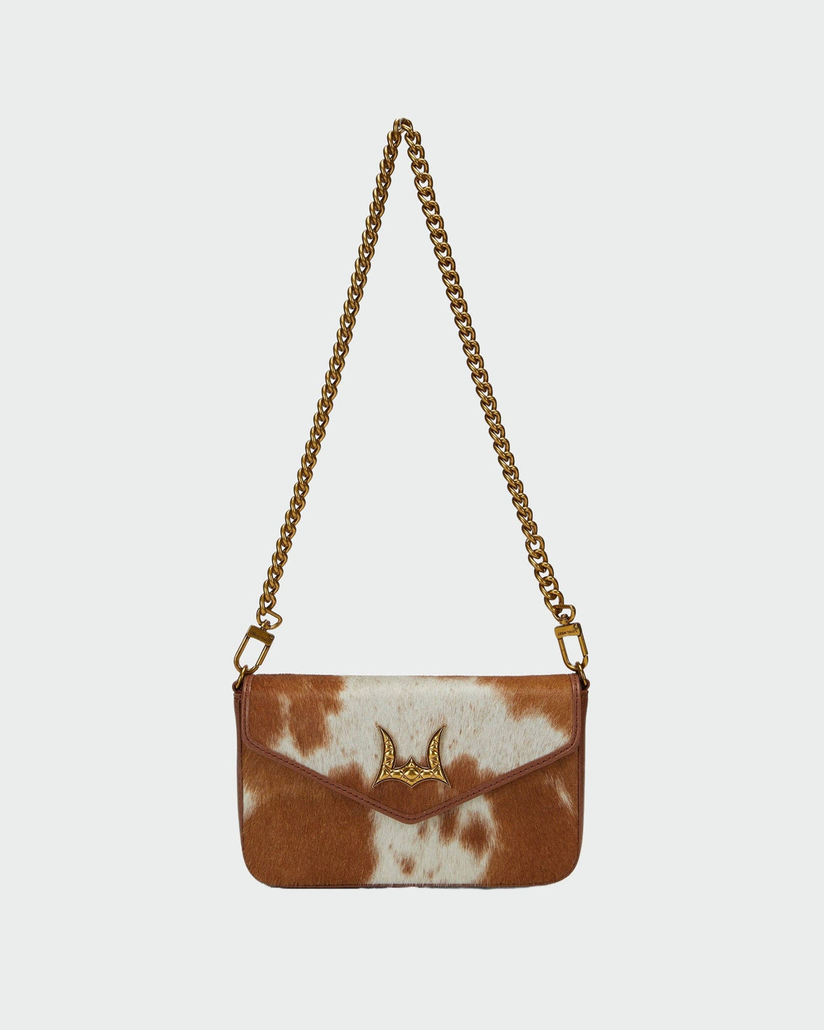 Loyal West - The LW On The Go Mini Chain Bag- In Brown & White Cowhide And Calfskin