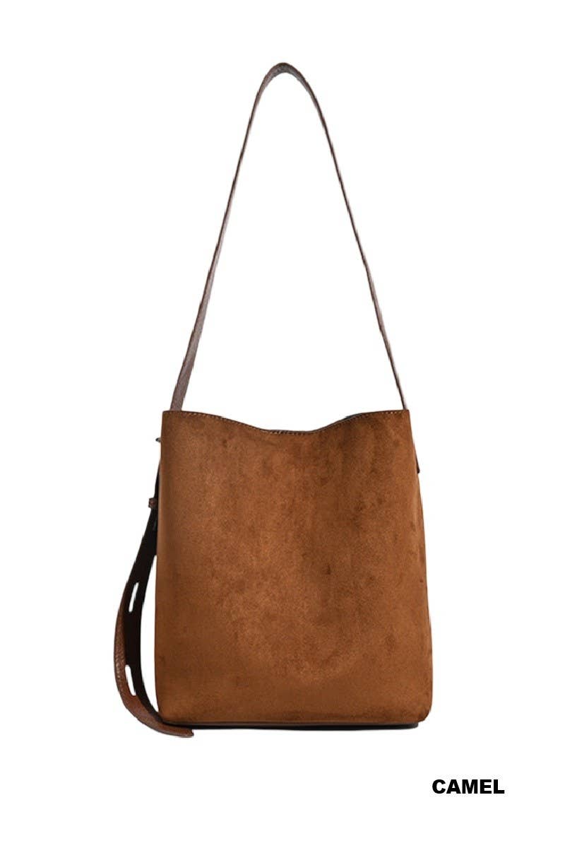 Microsuede Bucket Tote Bag - CAMEL / 1(ONE SIZE)