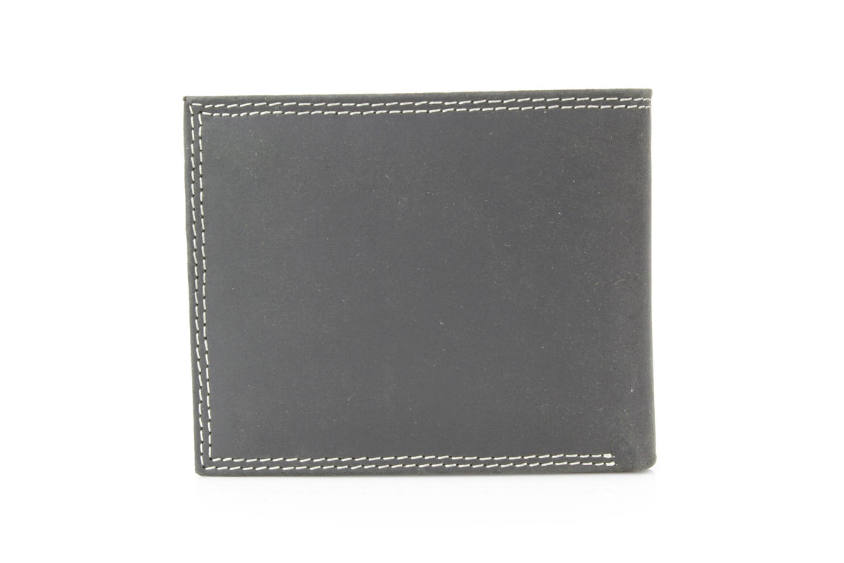 Leather Impressions Inc - Bi-Fold Wallet with Flag & Bison Skull ABMW 25-2008 - Black