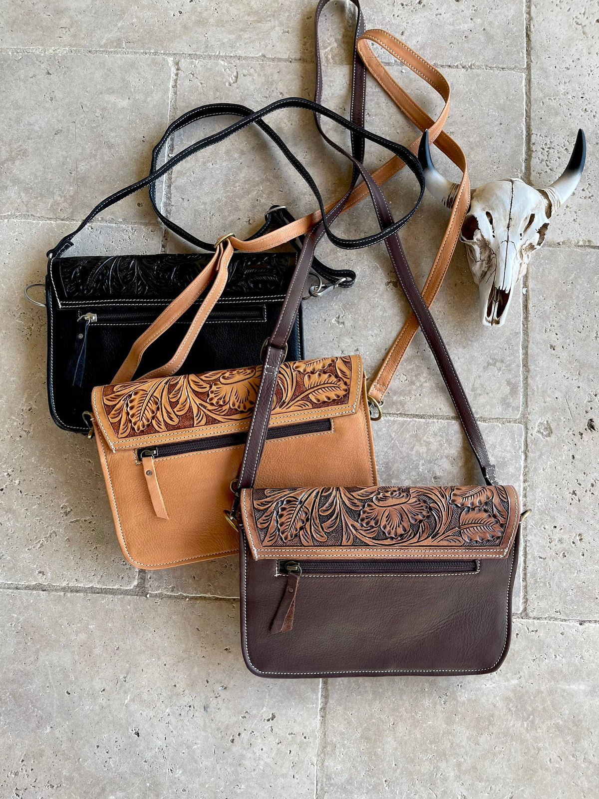 Boho Ranch Shop - The Shelby Crossbody Purse - BLACK LEATHER