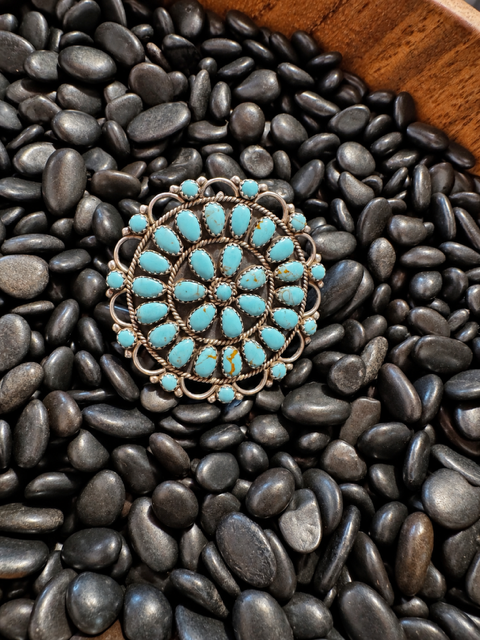 Authentic Native Turquoise Cluster Ring by Ben Boyd