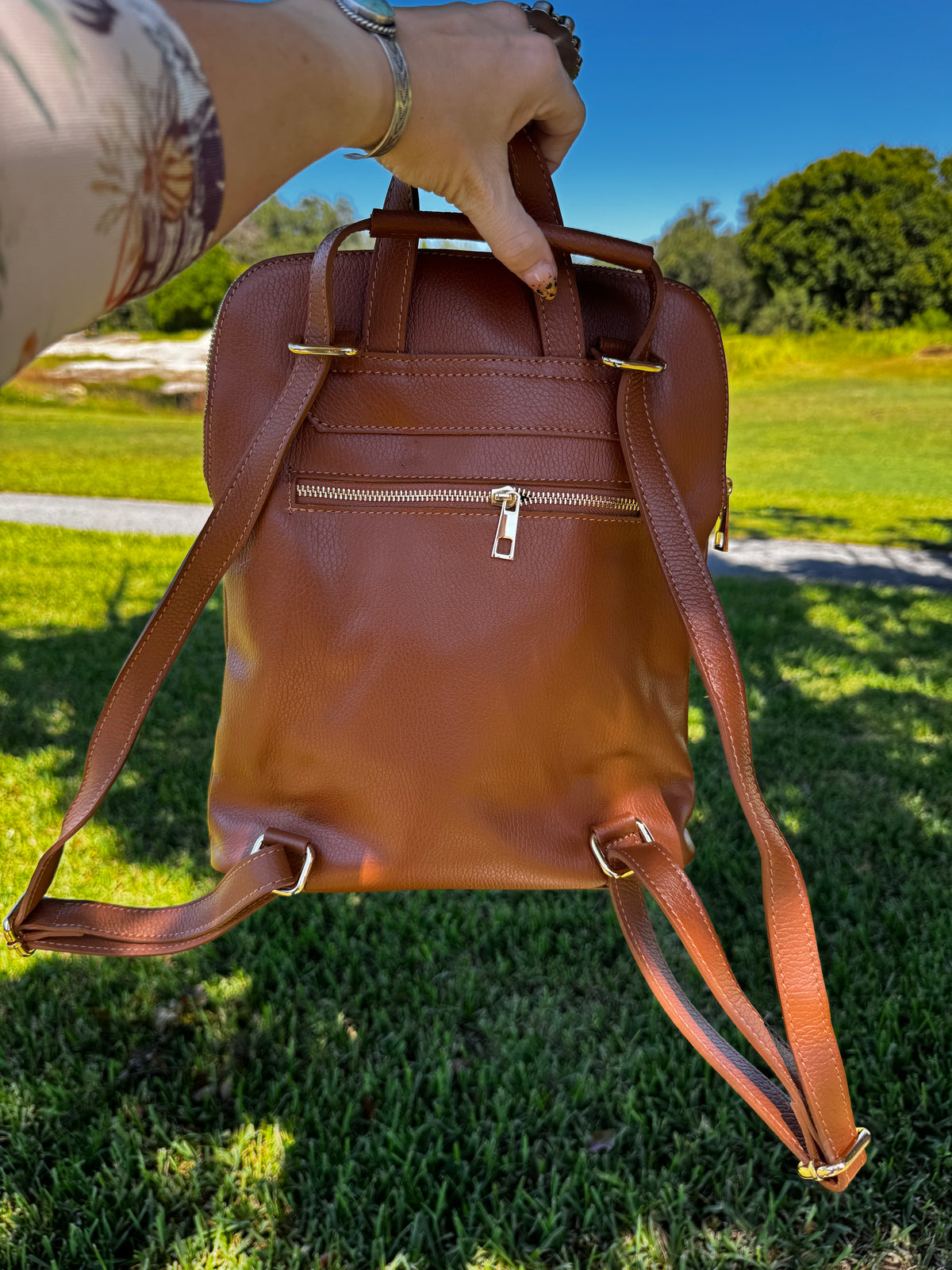 Italian Leather Top Handle Convertible Backpack
