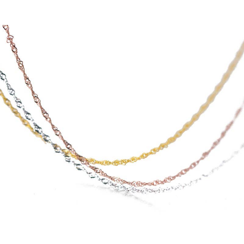 Perimade & Co. LLC - Box Cable Singapore Necklace Chain in 925 Sterling Silver - 40 Centimeters / Ingot Chain