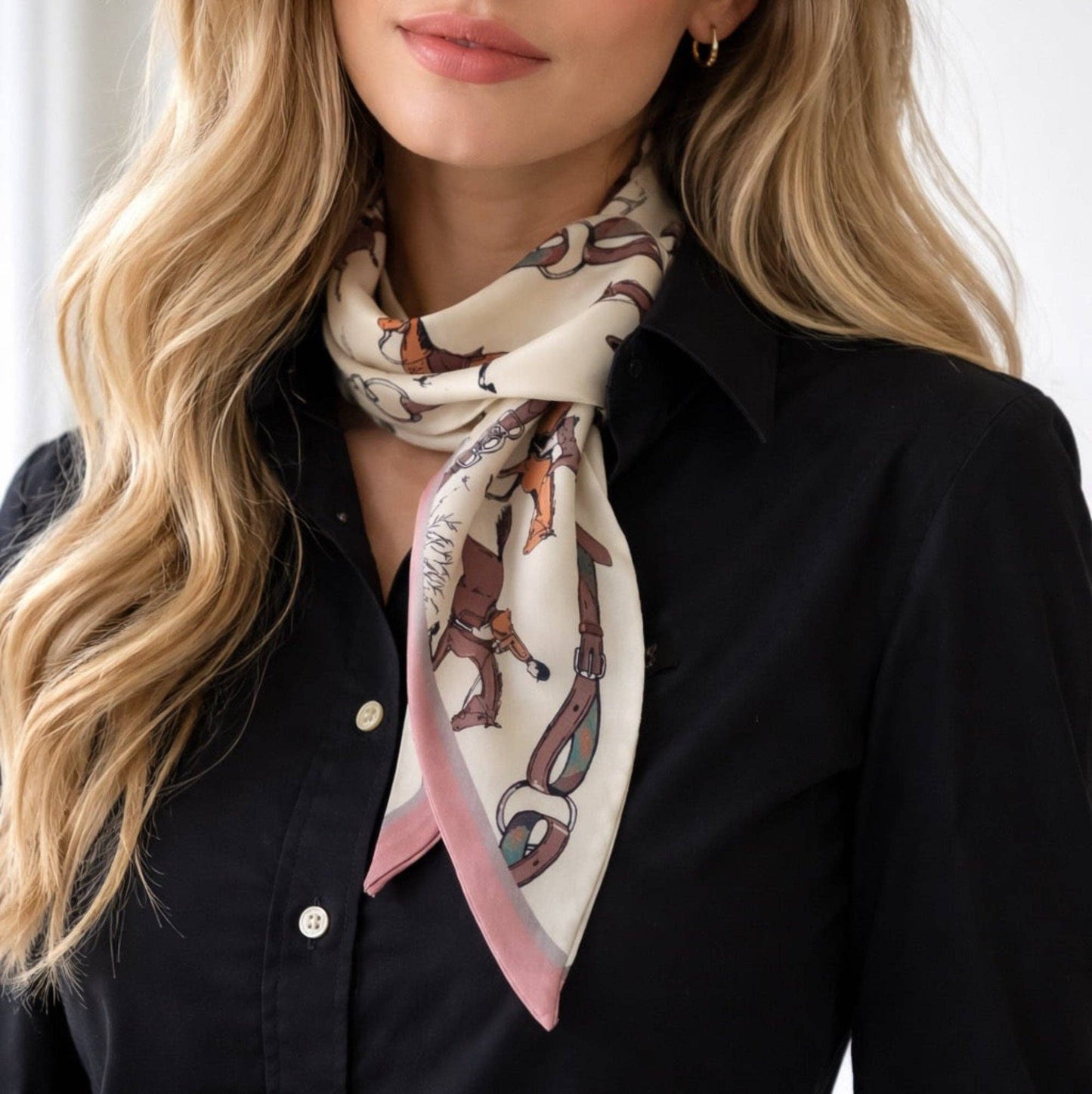 Ellison+Young - Heritage Equestrian Jumbo Twilly Scarf – Horse & Bridle Print