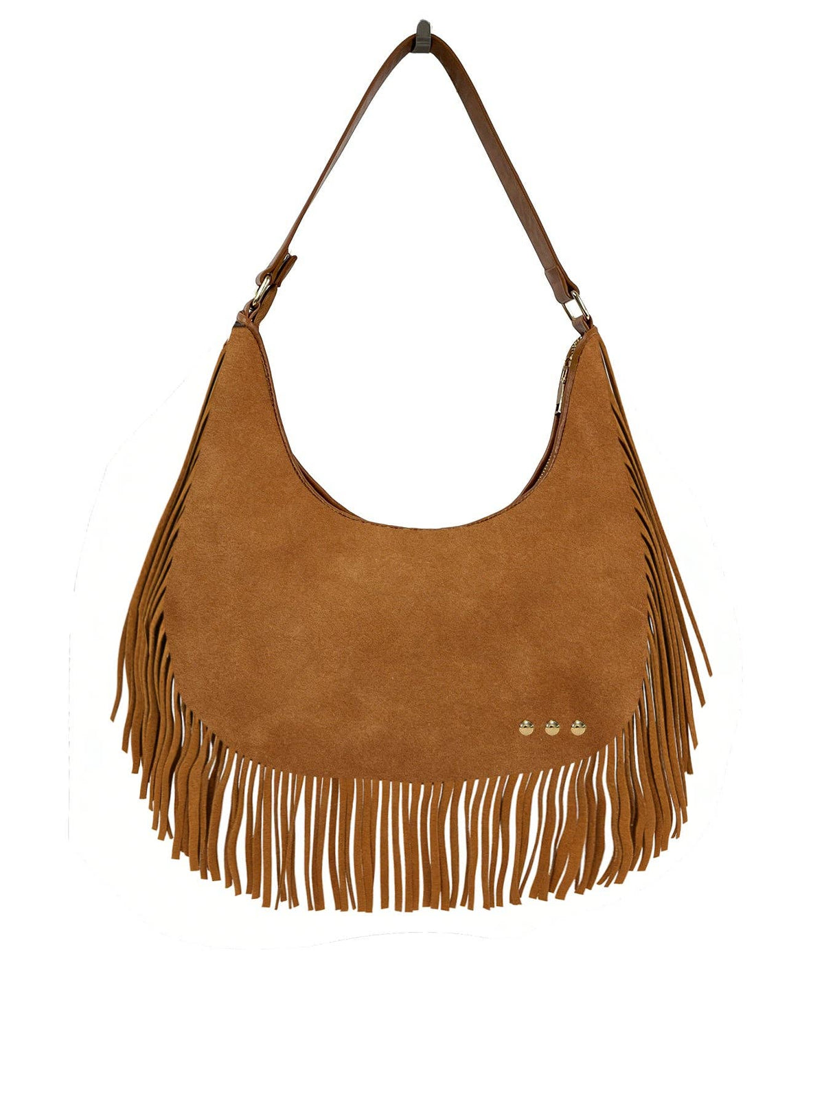 Pretty Simple - Loretta Suede Fringe Slouchy Bag - Chocolate
