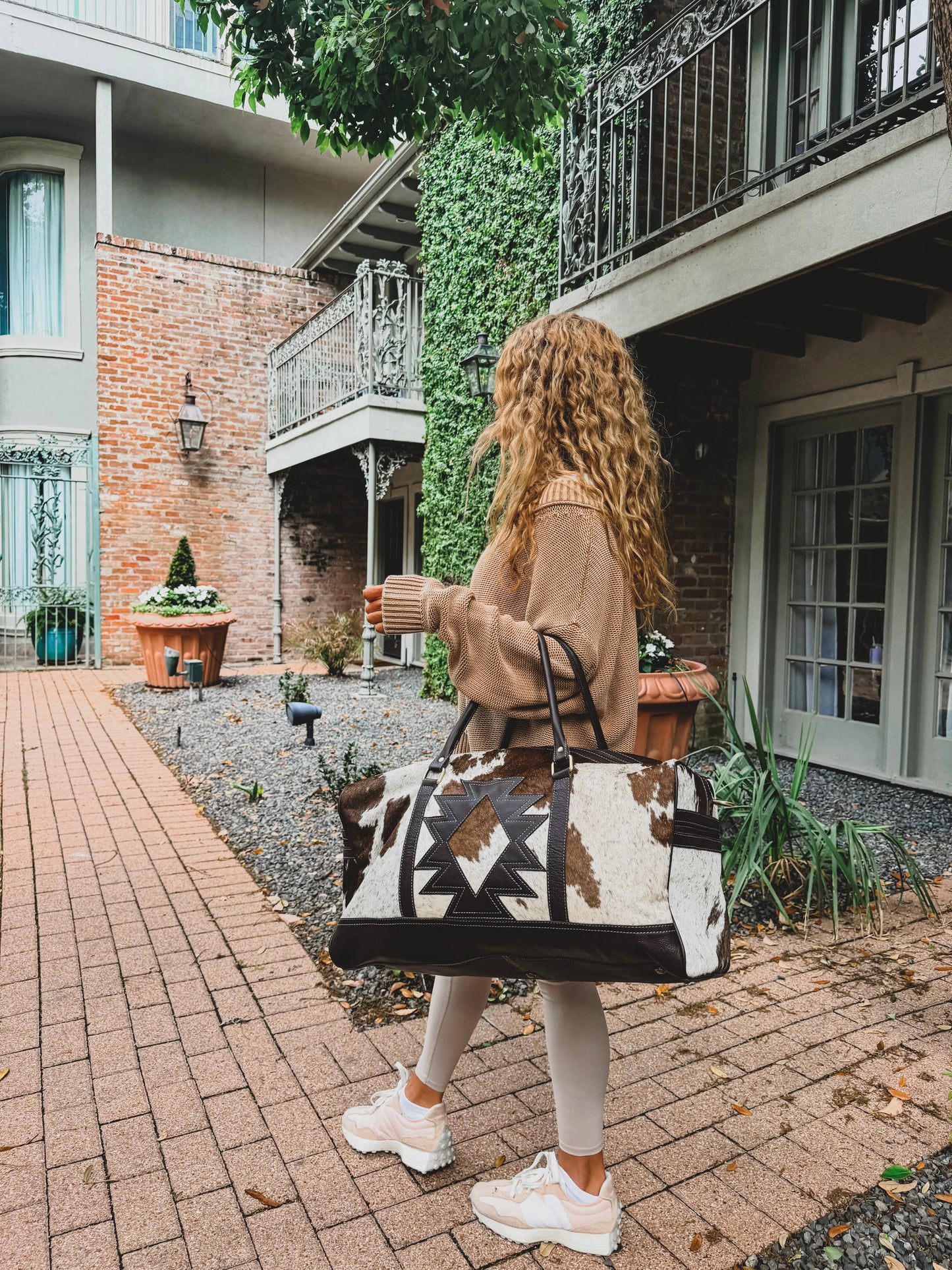 Boho Ranch Shop - AZTEC TRAVEL DUFFLE leather hair on cowhide travel bag