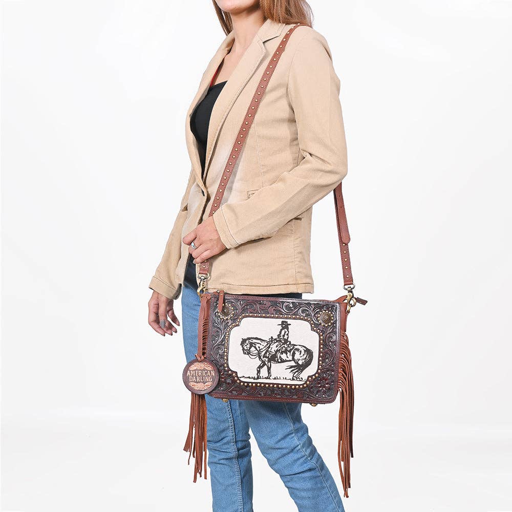 American Darling Crossbody Hand Tooled Genuine Leather Women Bag - ADBGA1029