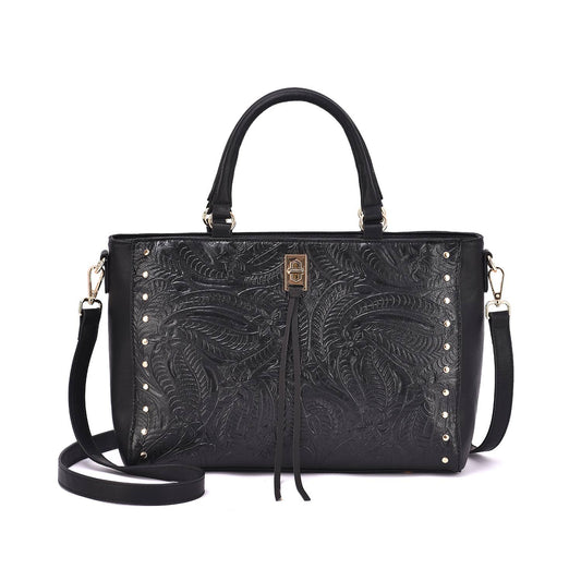 Mellow World - Micah Tooled Satchel - Black