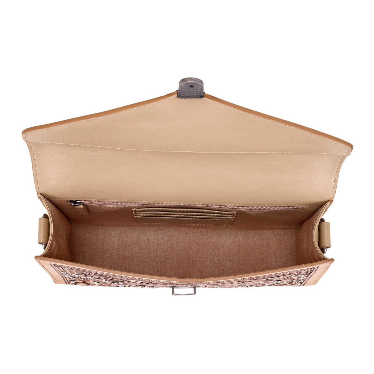 Myra Bag - Circe Hand Tooled Bag for Women in tan with rhinestones - Tan