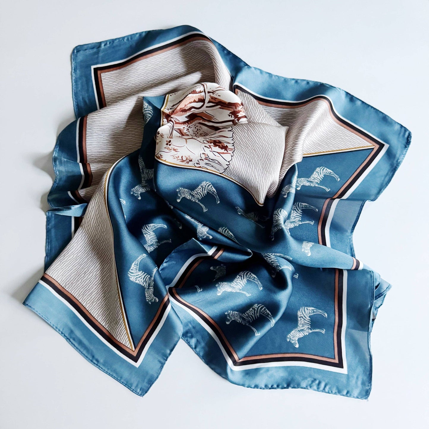 Ellison+Young - Silky Muse Satin Square Scarf - Chic Silky Scarf For Hair, Neck, Or Bag Styling - Zebra Muse