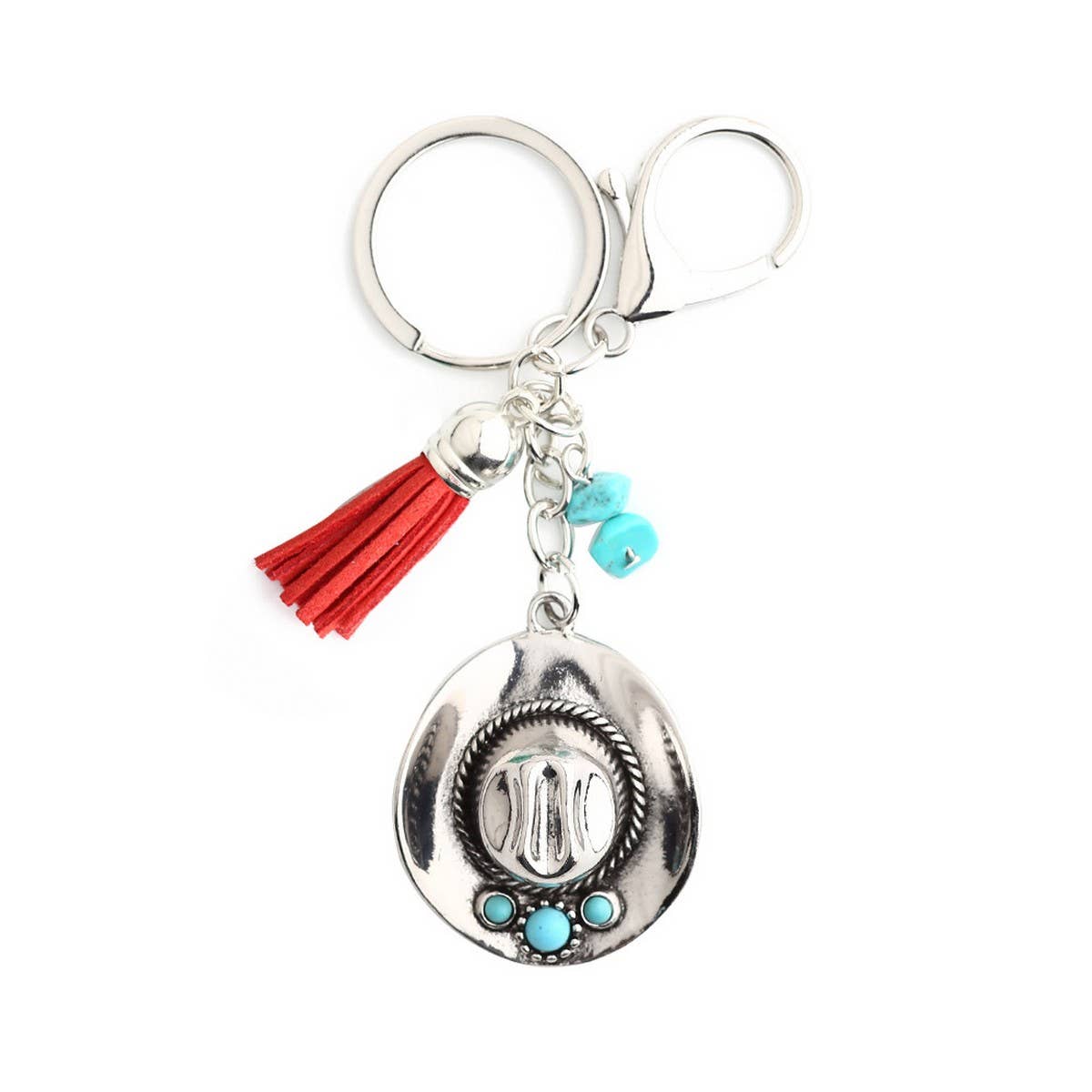 ACCITY - Boho Cowboy Hat Keychain with Vintage Western Charm_CWAB5083 - BLUE / (OS) 1
