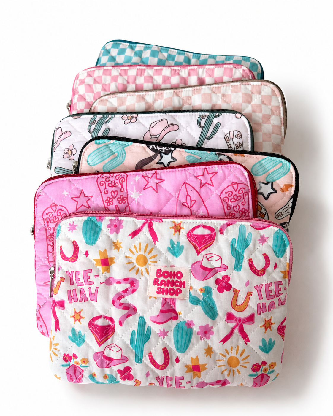 Boho Ranch Shop - Fabric Accessory Pouch, Western Makeup Bag, Cosmetic Bag - CACTUS CUTIE