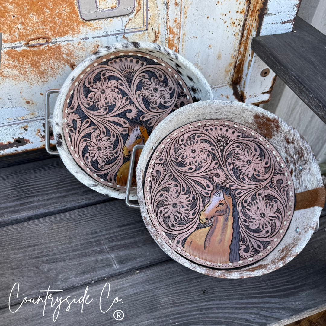 Countryside Co. - Circle Tooled Leather Cowhide Tray