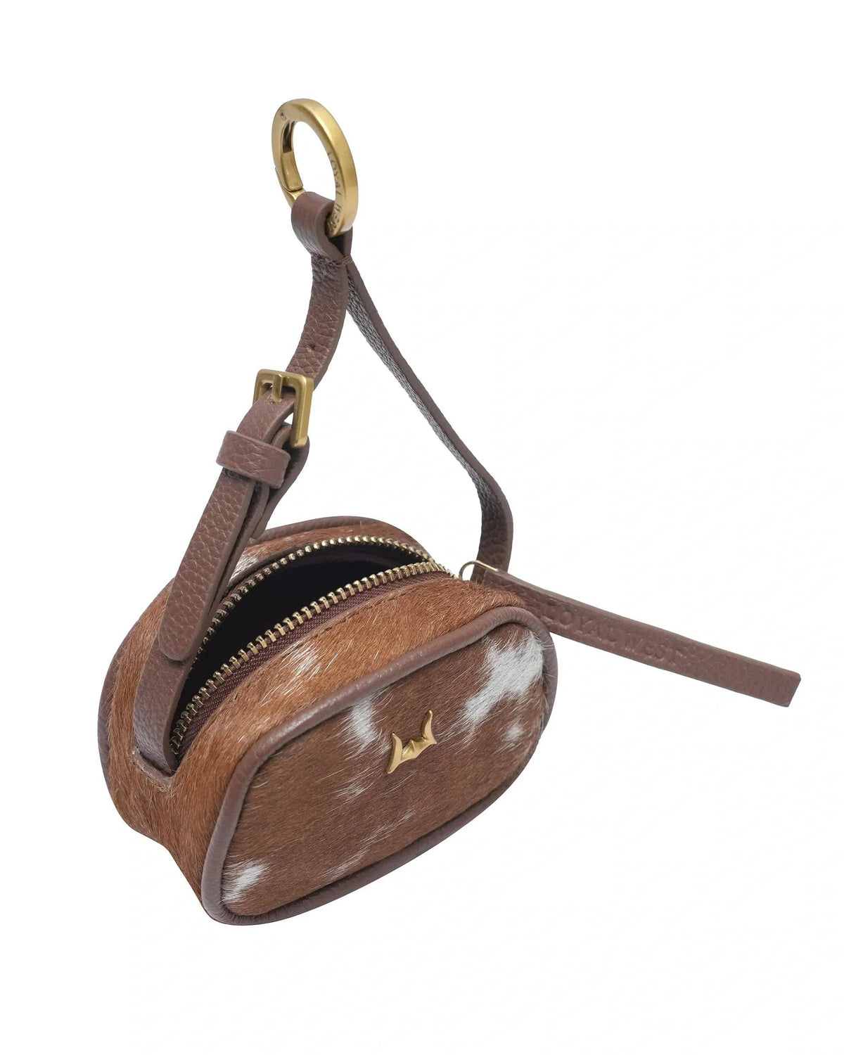 Loyal West - Sophia Micro Bag Charm - Brown & White Cowhide