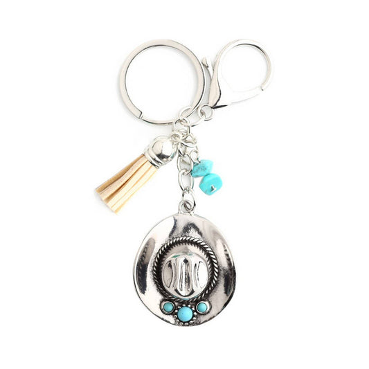 ACCITY - Boho Cowboy Hat Keychain with Vintage Western Charm_CWAB5083 - BEIGE / (OS) 1