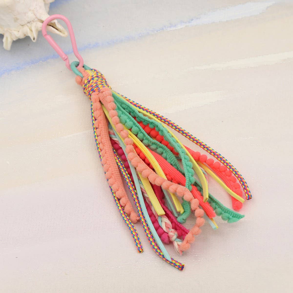 ACCITY - SOLID COLOR VELVET TASSEL KEYCHAIN BAG PENDANT_CWMM3555 - ROSE2 / (OS) 1
