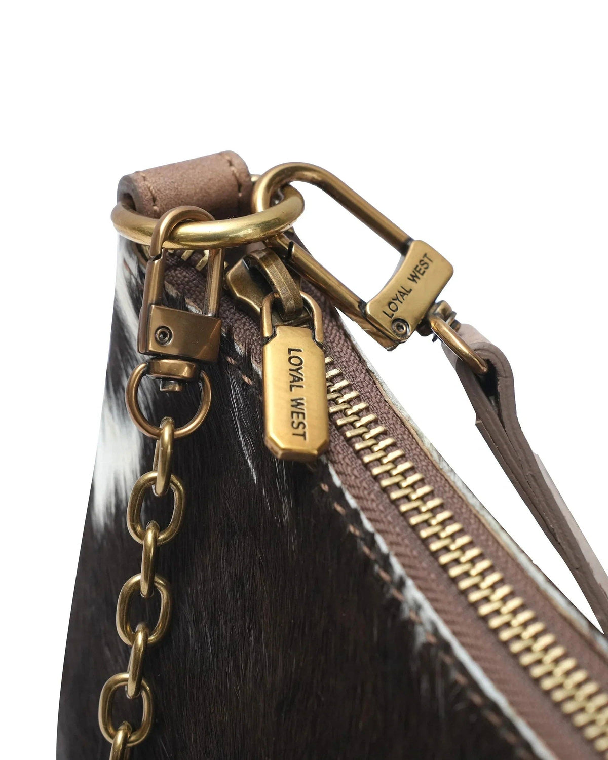 Loyal West - Montana Medium Shoulder Bag - Black & White Cowhide