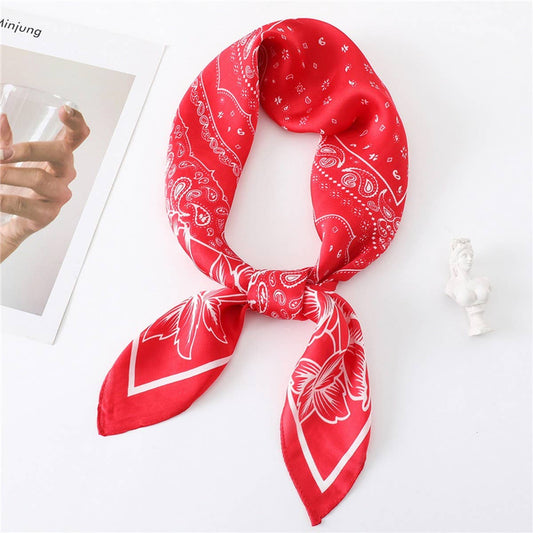 ACCITY - 27in Paisley Lace Print Satin Square Scarf Women_CWASC1435 - Red / (OS) 3