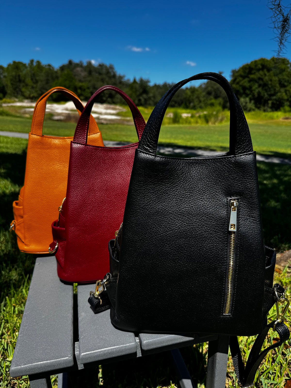 Italian Leather Convertible Bucket Bag & Backpack