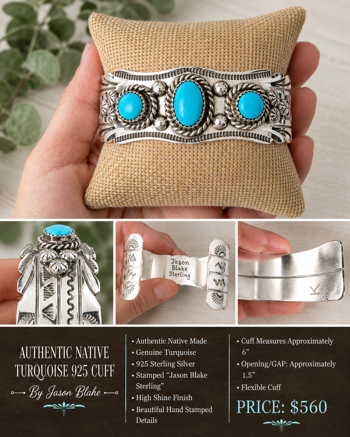 Authentic Native American cuff by Jason Blake