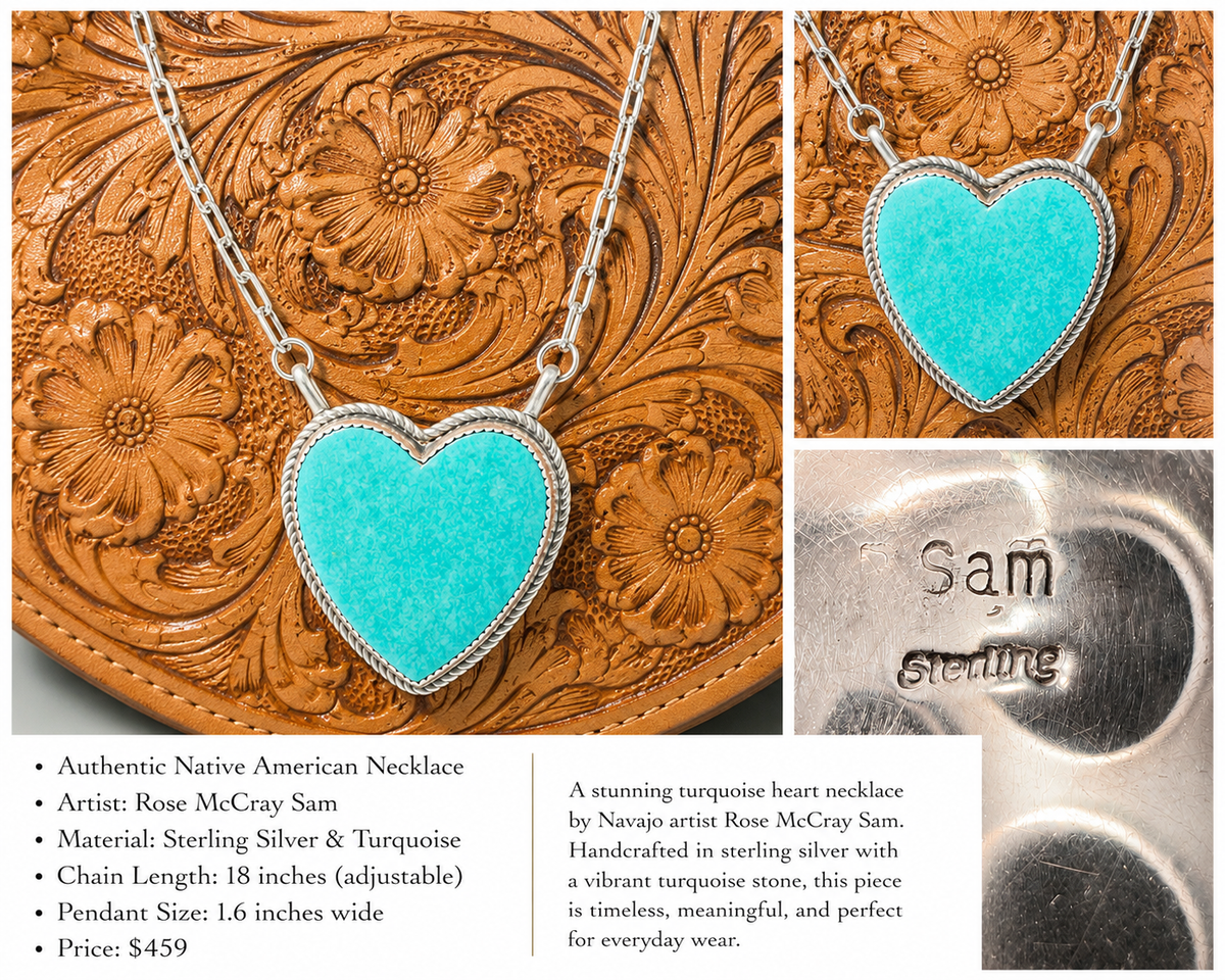 Authentic Native American Turquoise Heart Necklace!