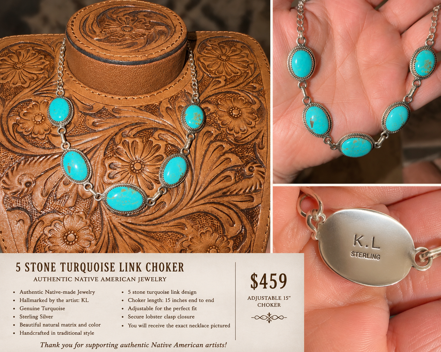 Authentic Native 5 stone choker