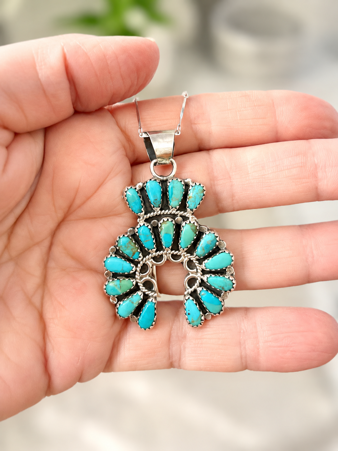 Navajo stamped and signed pendant with chain included, rare find!