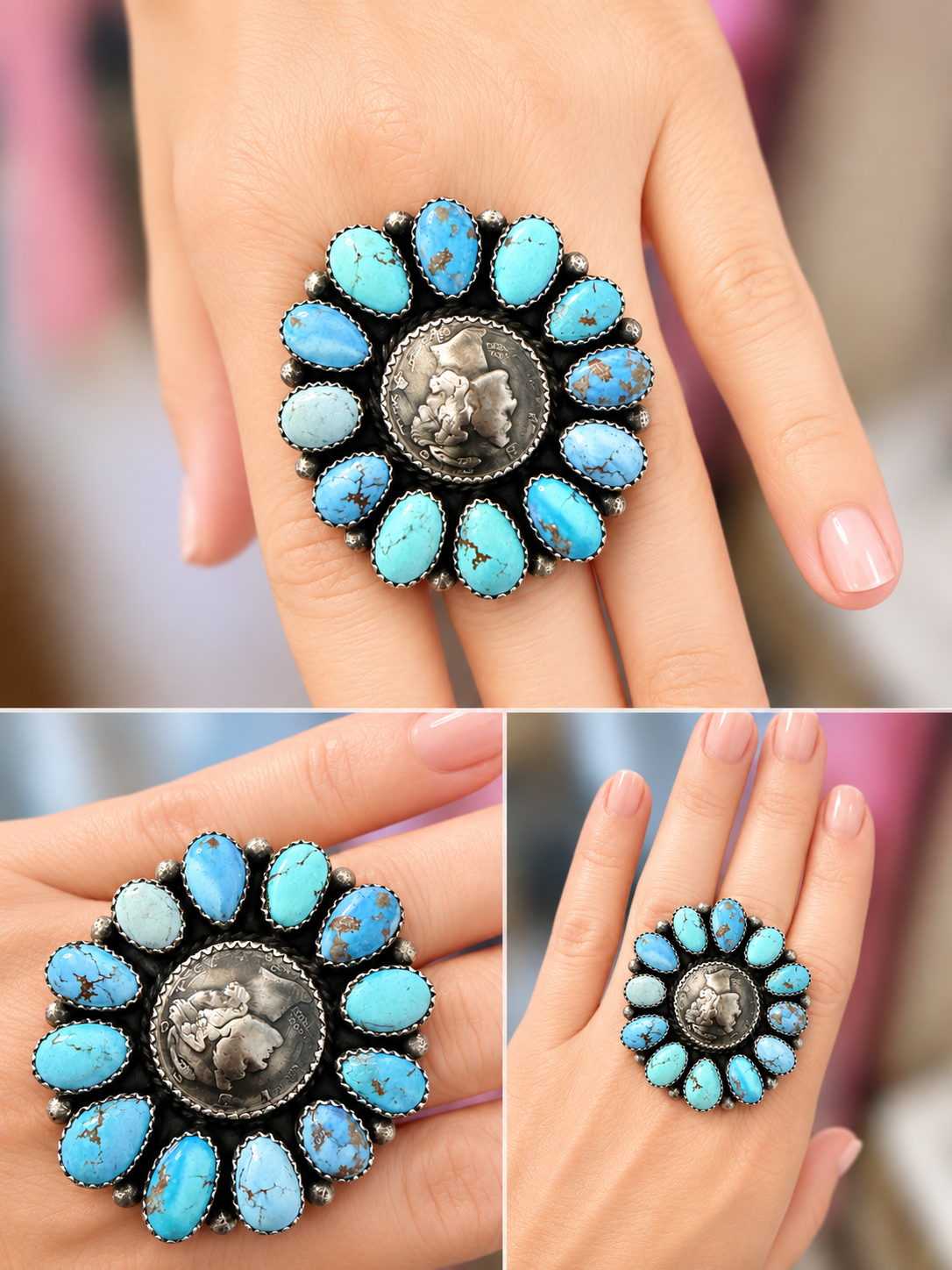 Native golden hills cluster ring adjustable!