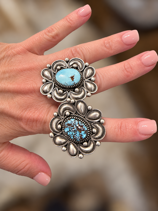 Mark Yazzie adjustable golden hills rings.