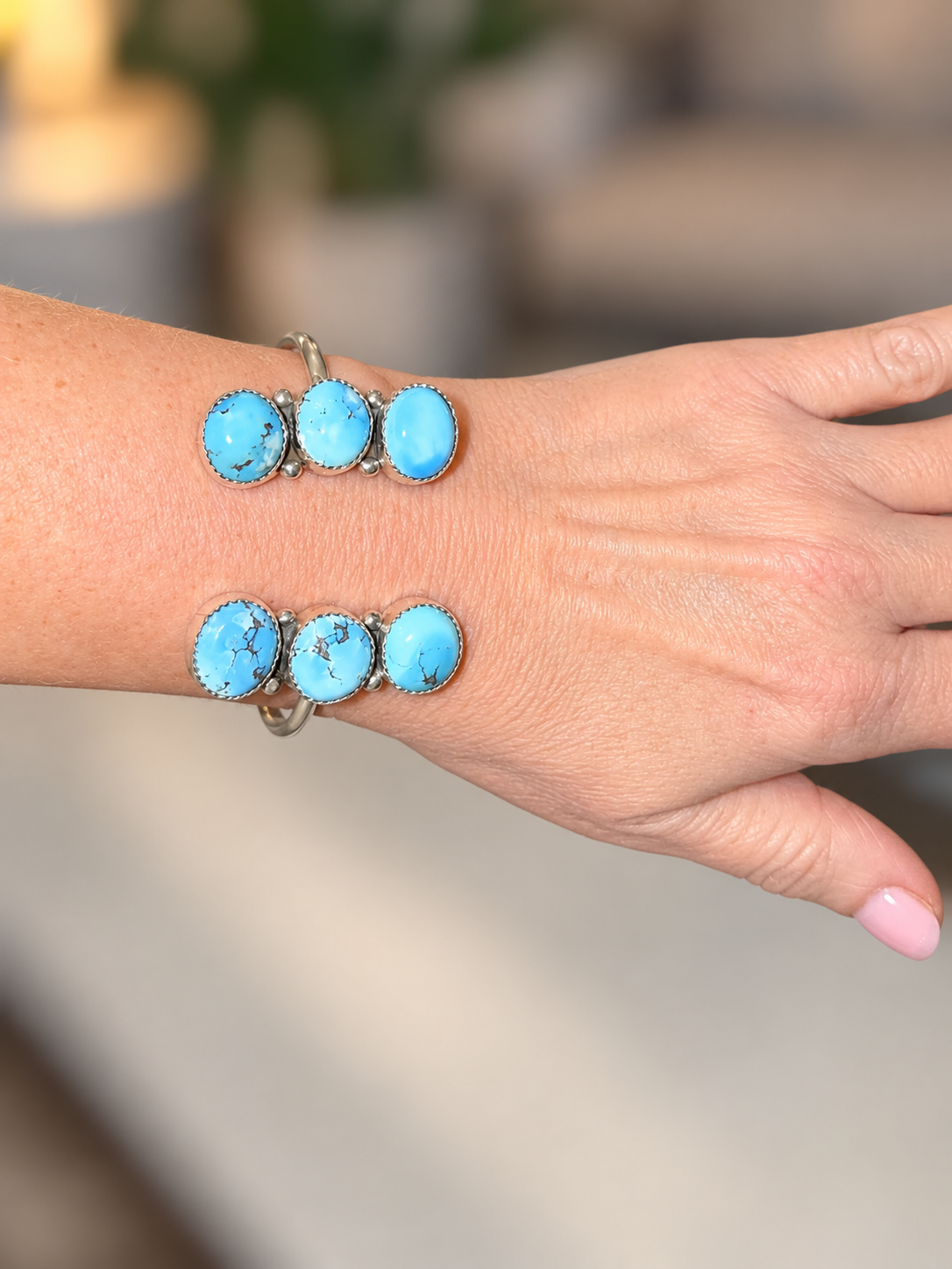 Six stone open cuff native American made adjustable!