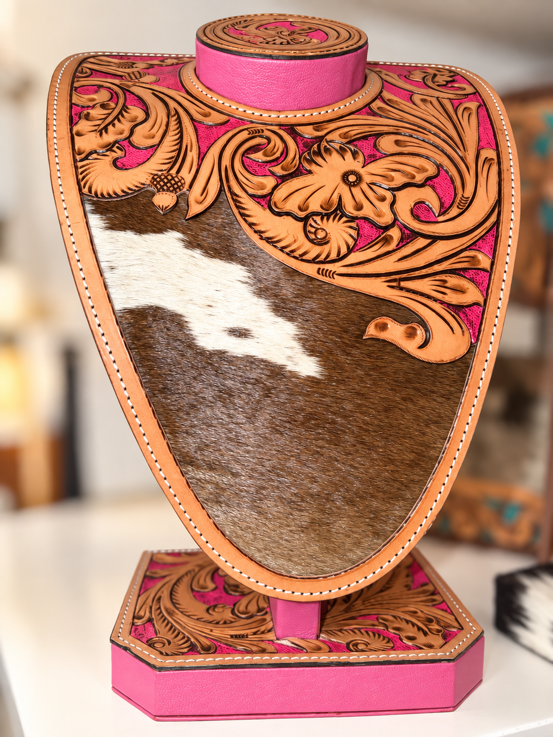 Large cowhide/ tool jewelry bust!