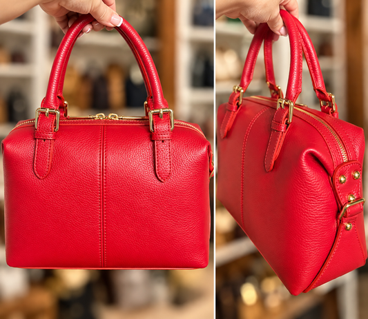 Red bowler/ speedy bag made in Italy- size medium