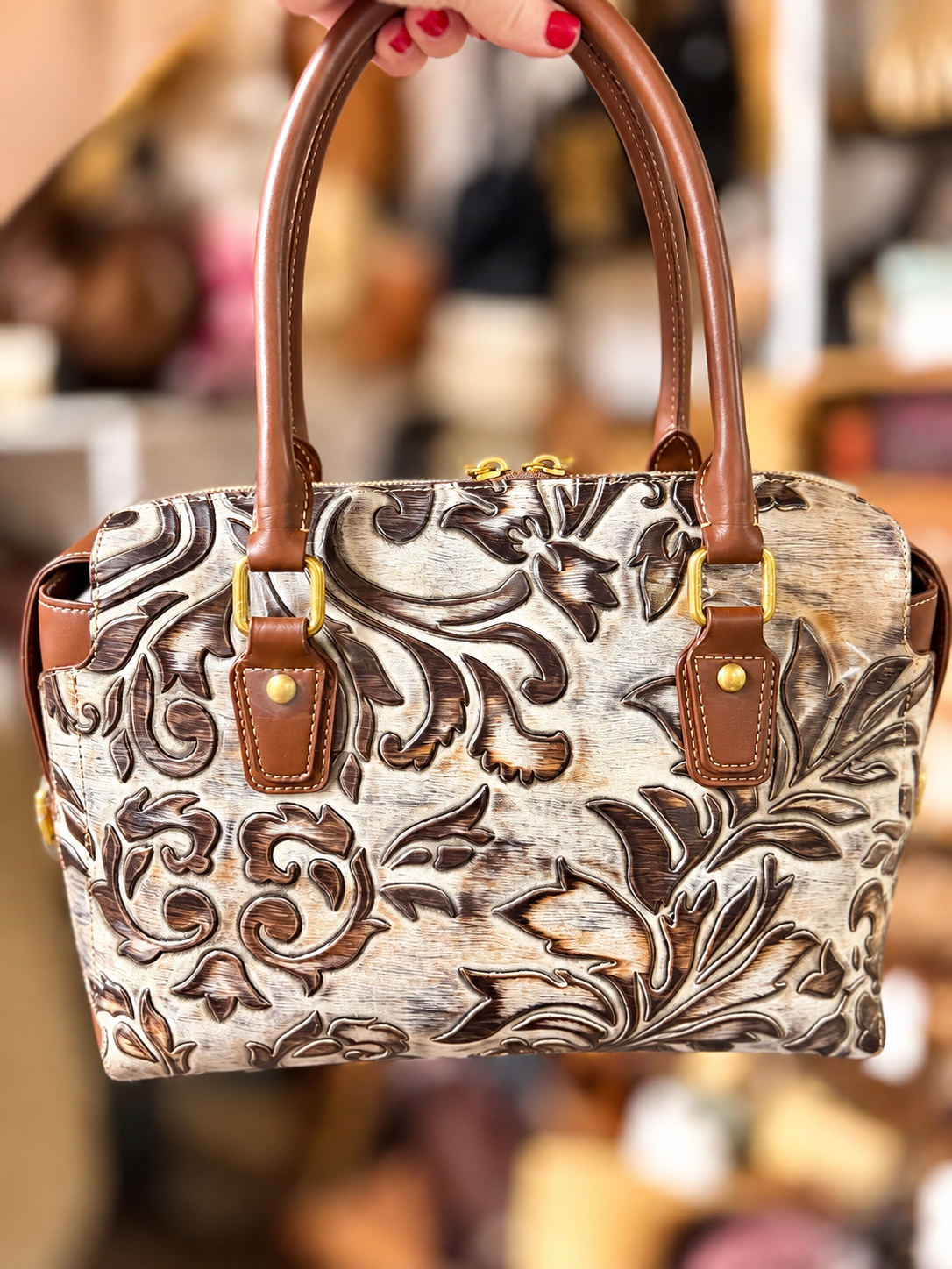 The Oakley Tooled Bowler Bag - embossed leather - medium speedy