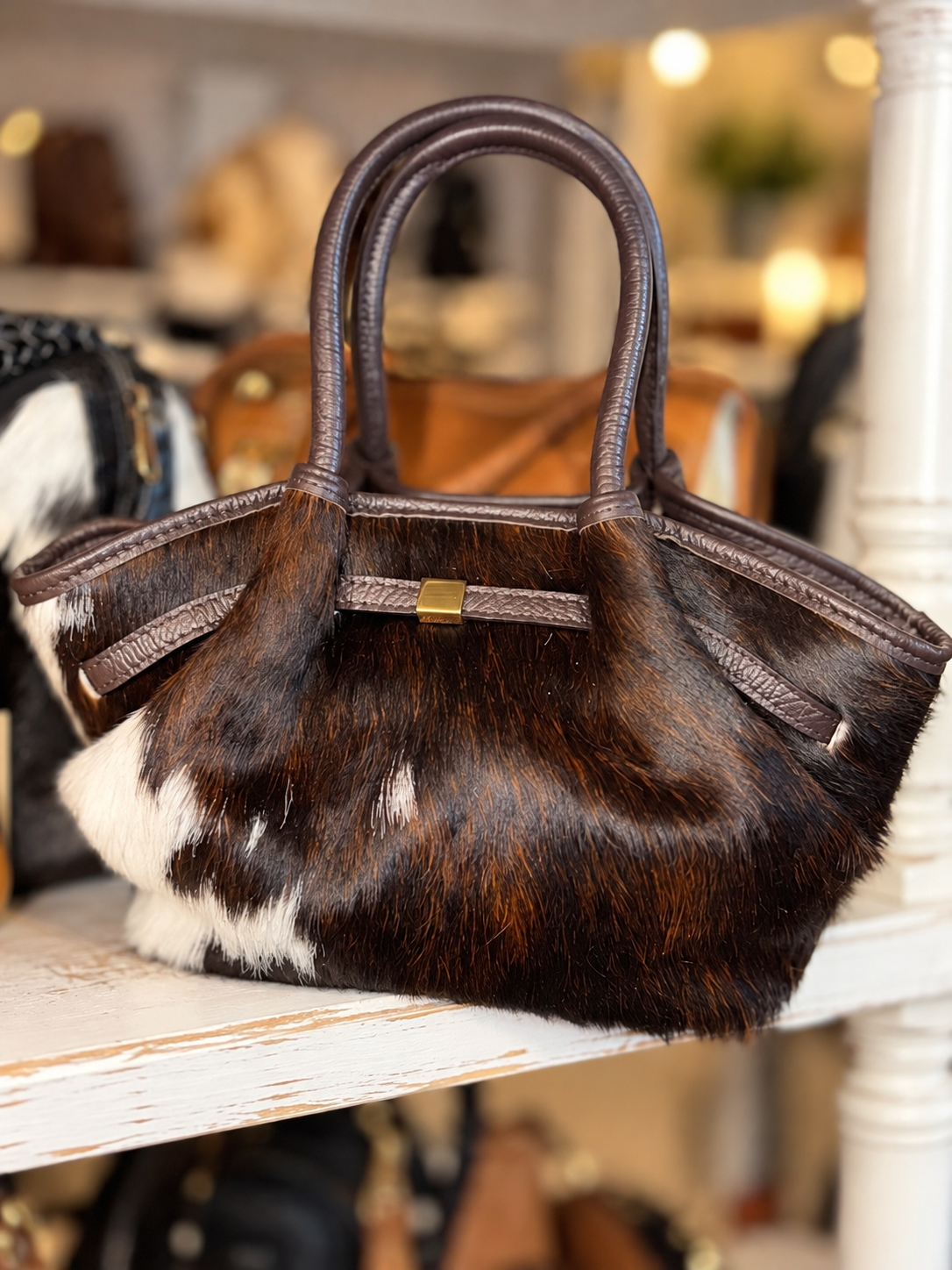 The Whiskey Brindle Cowhide small shopper- this is your hide! Made in Italy!