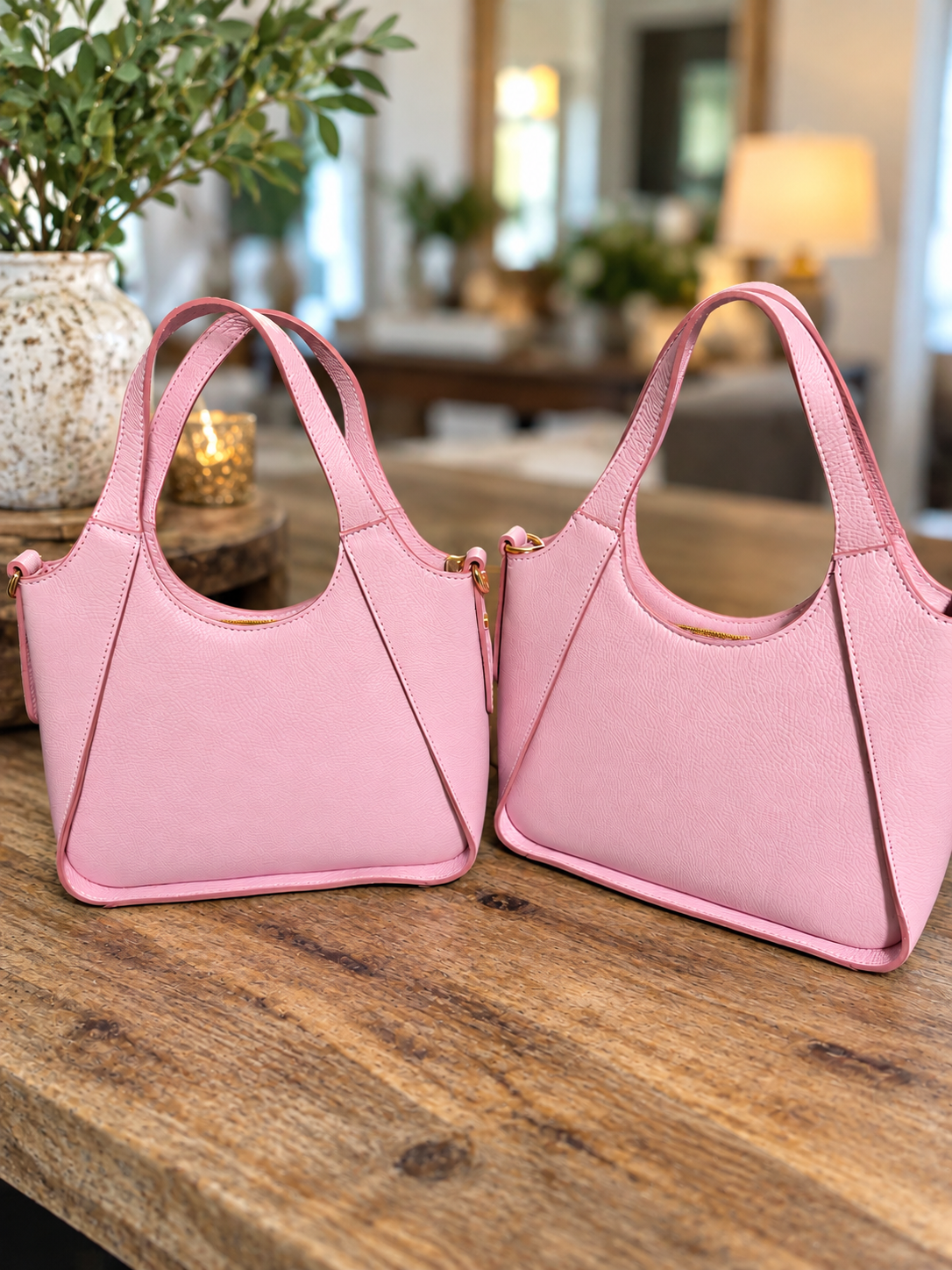 Blush Pink Mini Hobo Shoulder Bag. - our pink collection - Made in Italy.