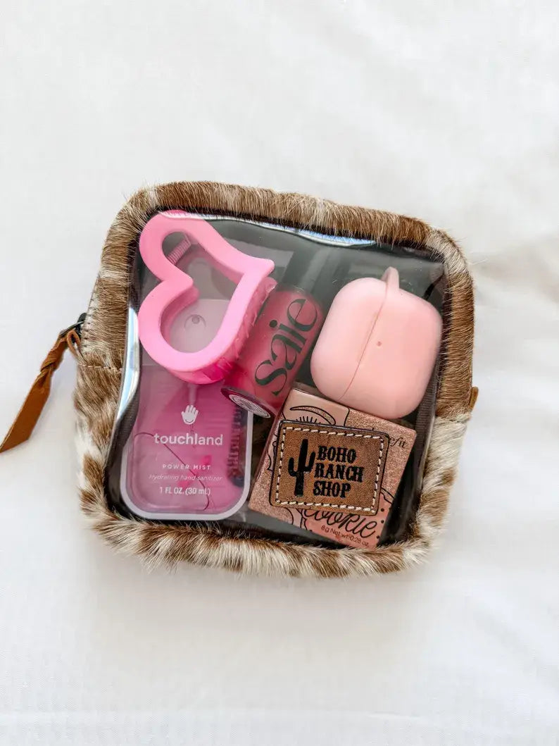 Boho Ranch Shop - Toiletry Makeup Travel Bag - PINK + SILVER SPECS