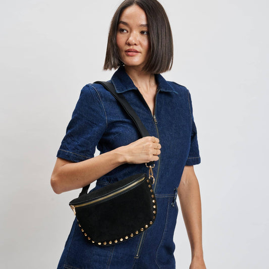 Moda Luxe - Gizelle-Suede Belt Bag - Black