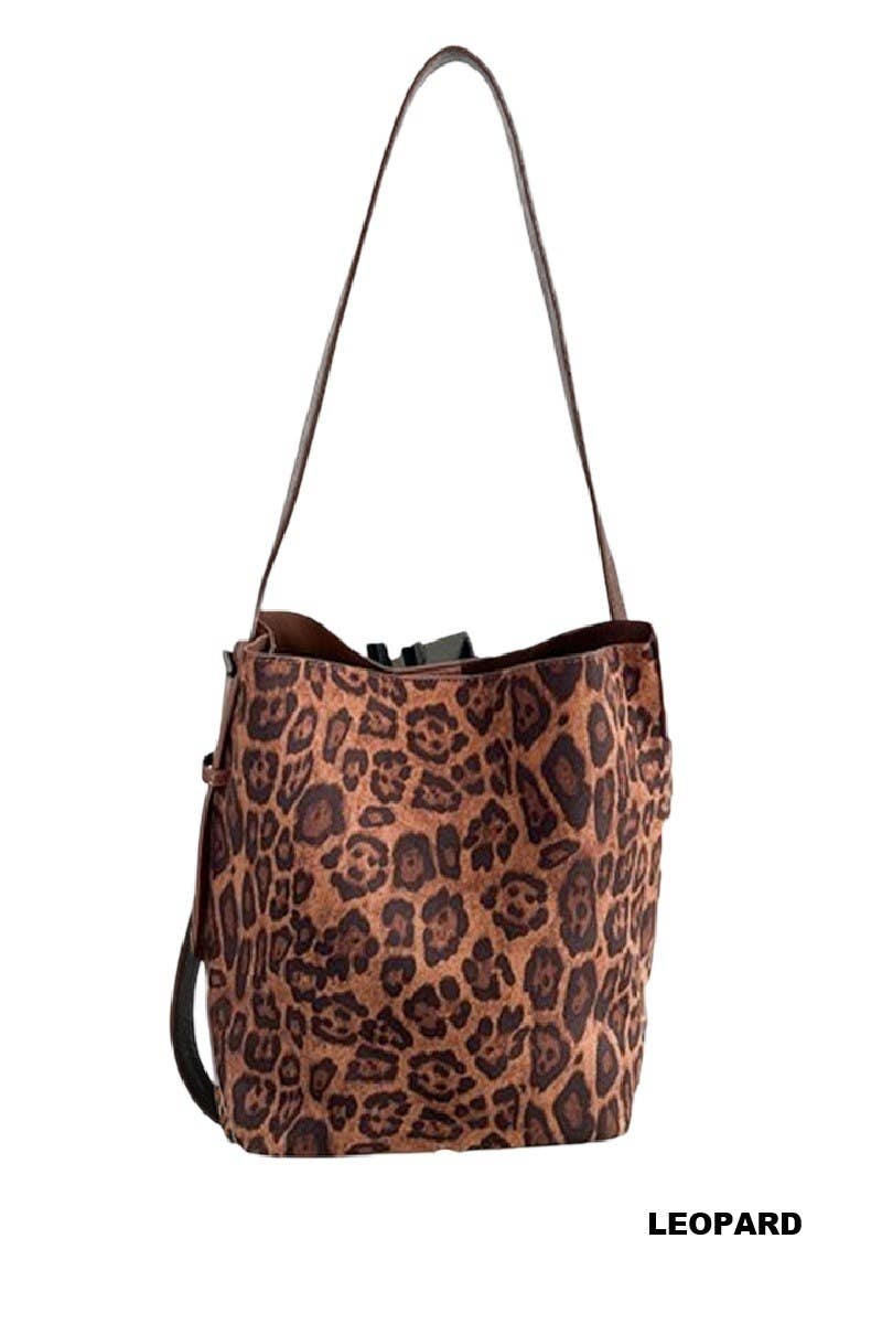 Microsuede Bucket Tote Bag - BLACK / 1(ONE SIZE)