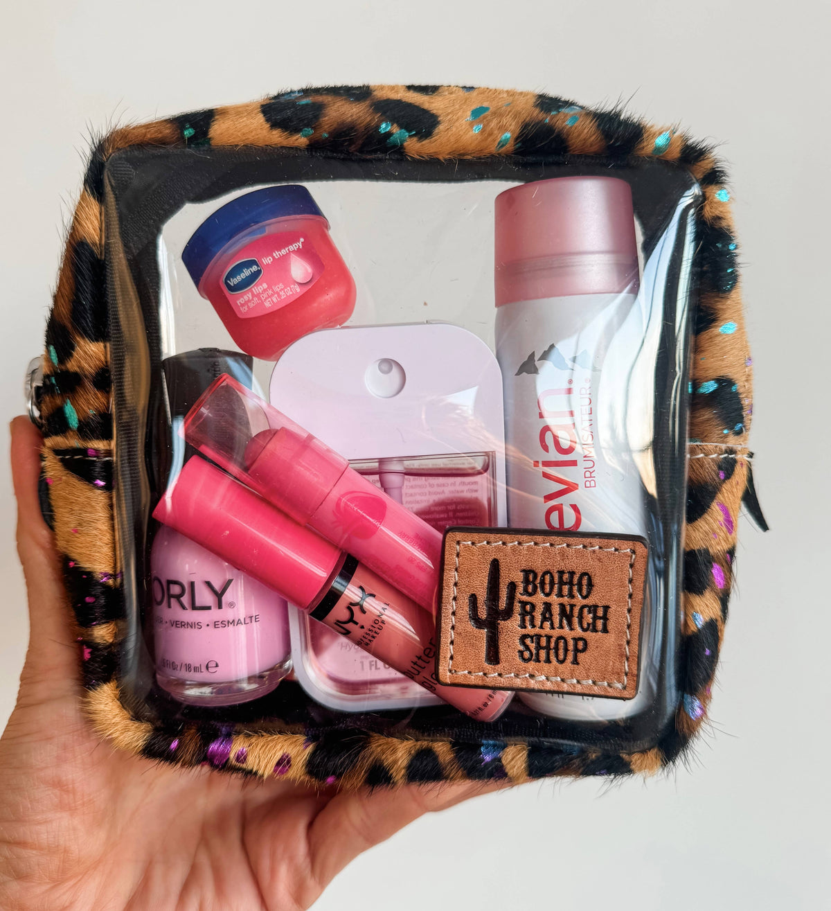 Boho Ranch Shop - Toiletry Makeup Travel Bag - PINK + SILVER SPECS