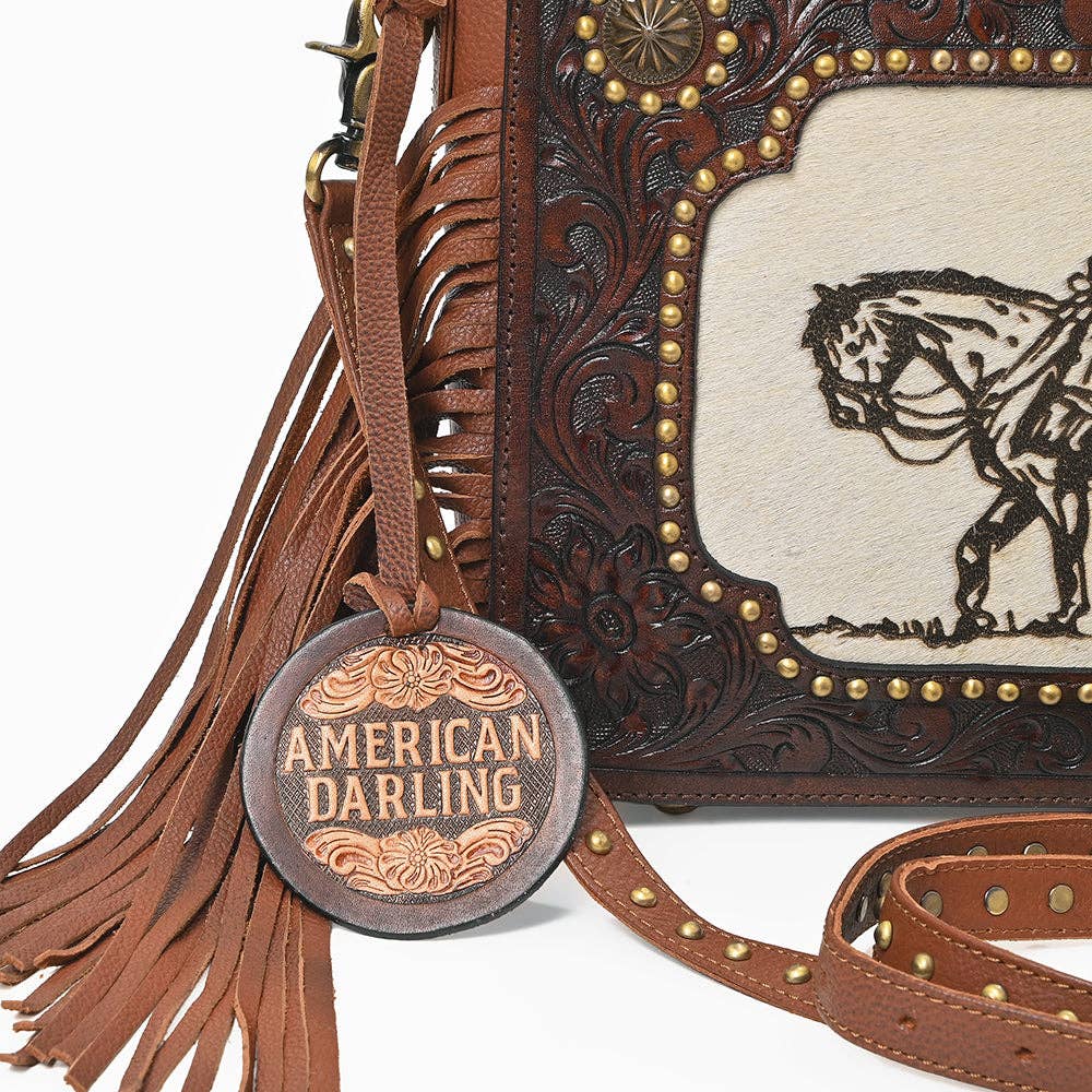 American Darling Crossbody Hand Tooled Genuine Leather Women Bag - ADBGA1029