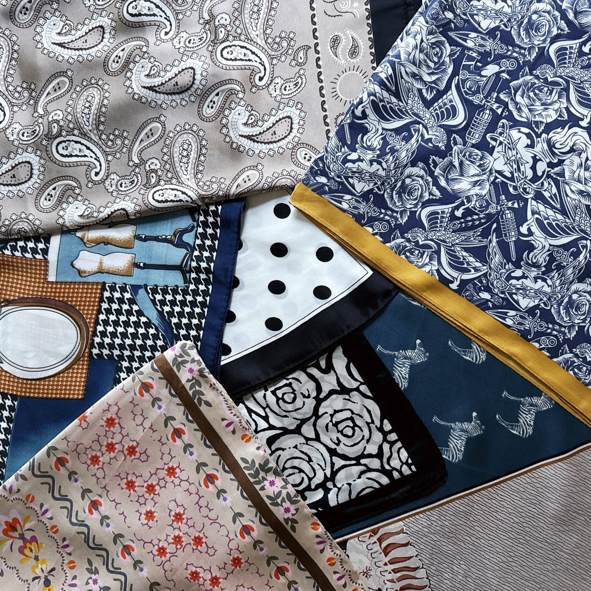 Ellison+Young - Silky Muse Satin Square Scarf - Chic Silky Scarf For Hair, Neck, Or Bag Styling - Polka Dots