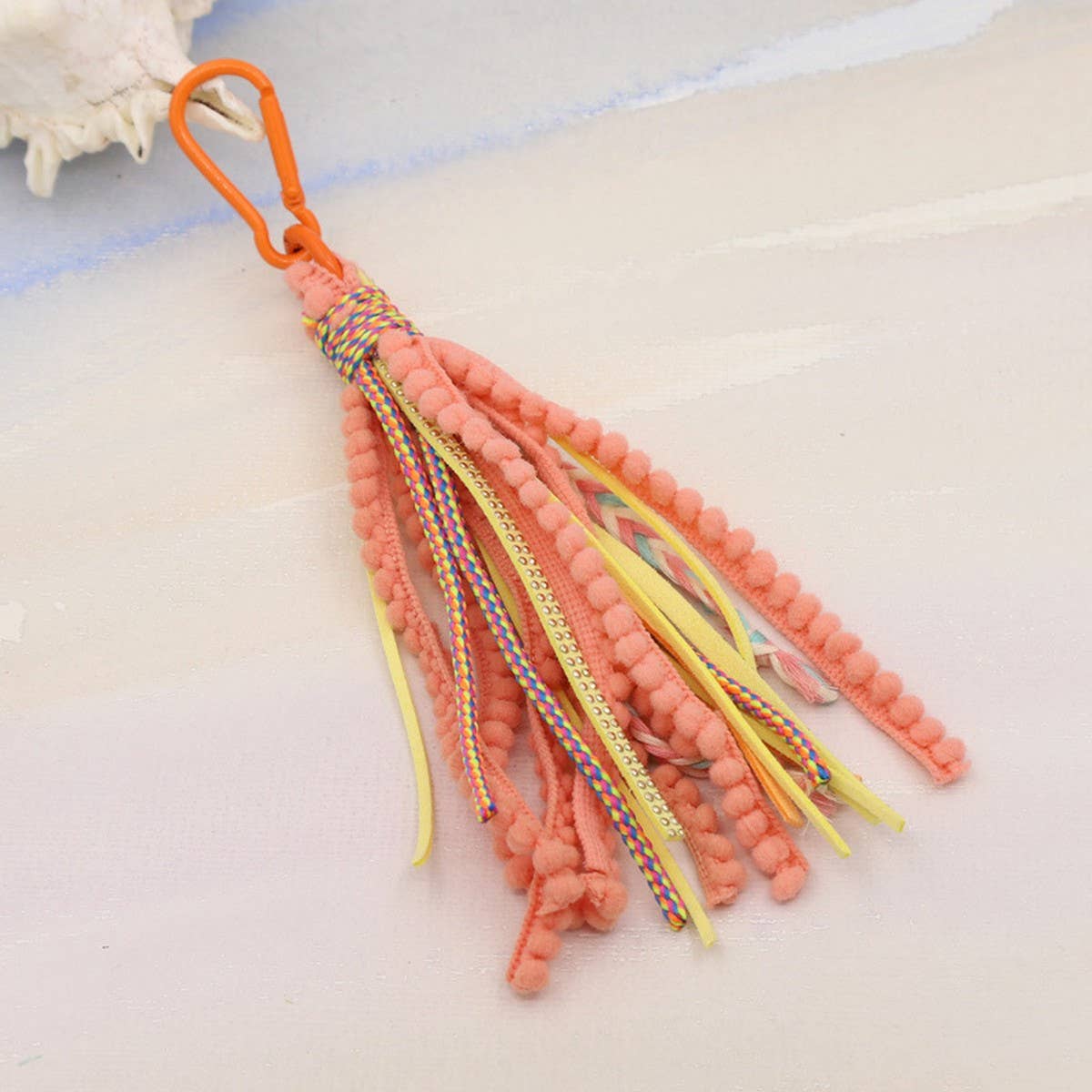 ACCITY - SOLID COLOR VELVET TASSEL KEYCHAIN BAG PENDANT_CWMM3555 - ROSE1 / (OS) 1
